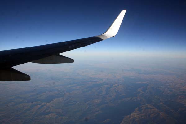 Im Flugzeug nach Marrakesch Luftbild Marokko