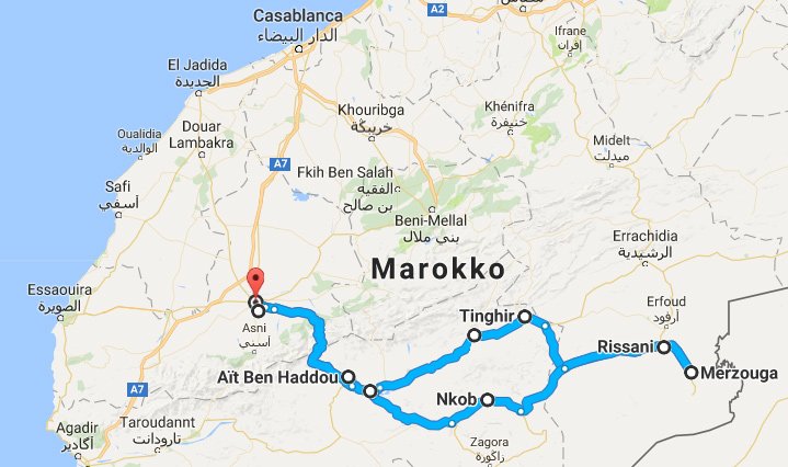 Route Wüstensafari Marokko